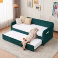 Bed Frame Daybed Twin Velvet Emerald Roll-Out Trundle