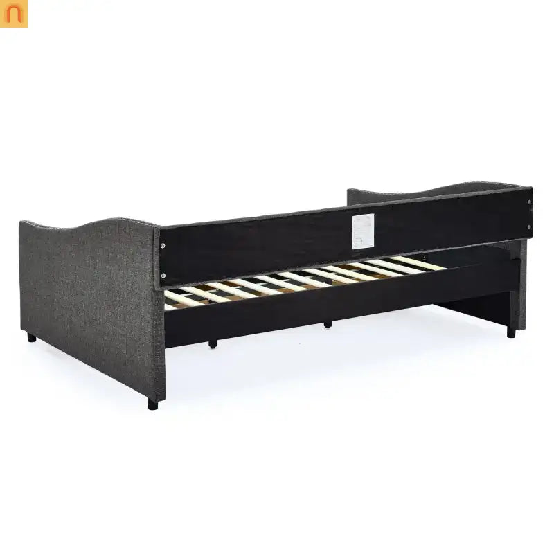 Chaise Lounge Daybed Linen Dark Gray Full Tufted Drawers 500 lb