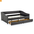Chaise Lounge Daybed Linen Dark Gray Full Tufted Drawers 500 lb