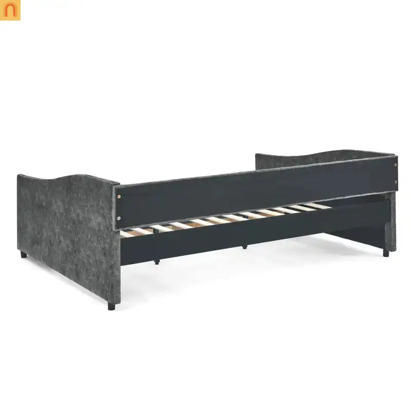 Bed Frame Daybed Linen Gray Queen Tufted Storage Drawers 500 lb