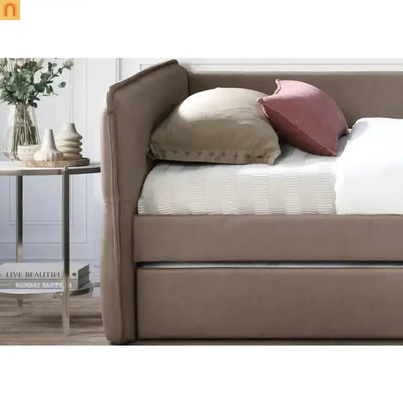 Bed Frame Daybed Polyester Mocha Twin Over Twin Trundle