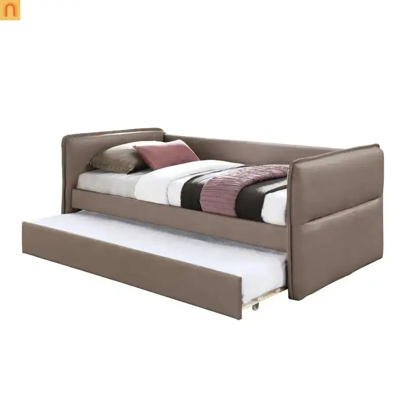 Bed Frame Daybed Polyester Mocha Twin Over Twin Trundle