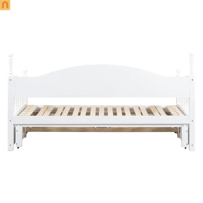 Bed Frame Daybed Wood White Twin Roll-Out Trundle Storage Drawers