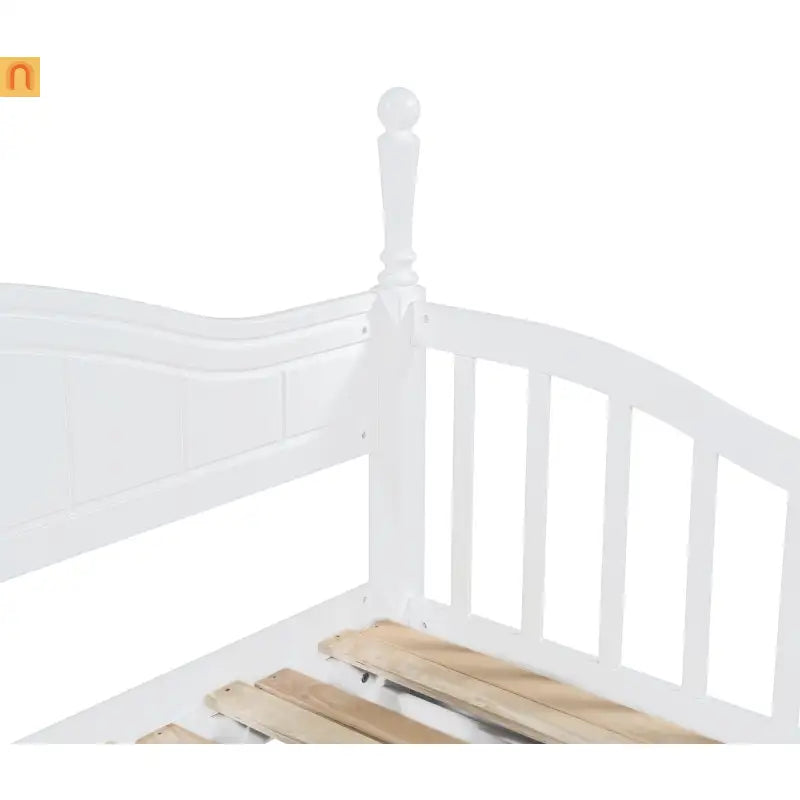 Bed Frame Daybed Wood White Twin Roll-Out Trundle Storage Drawers