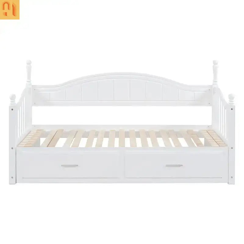 Bed Frame Daybed Wood White Twin Roll-Out Trundle Storage Drawers