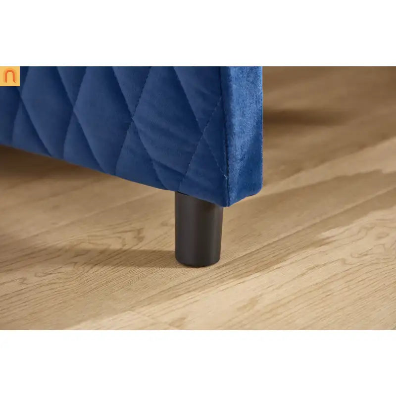 Bed Frame Daybed Velvet Navy Diamond Grid Pull-Out Trundle Full