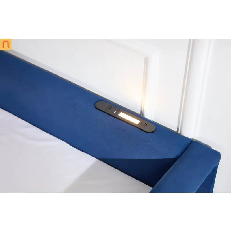 Bed Frame Daybed Velvet Navy Diamond Grid Pull-Out Trundle Full