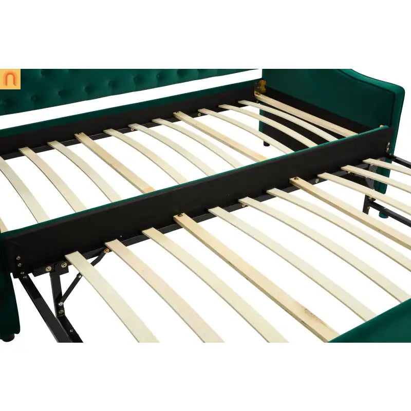 Twin Daybed Velvet Emerald Button Tufted USB Side Pockets