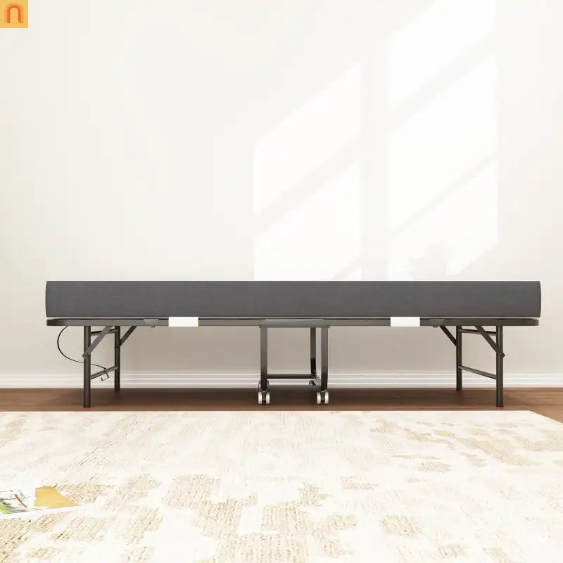 Bed Frame Rollaway Folding Metal Black Twin Memory Foam 74.8in