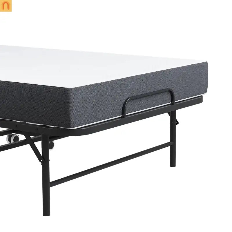 Bed Frame Rollaway Folding Metal Black Twin Memory Foam 74.8in