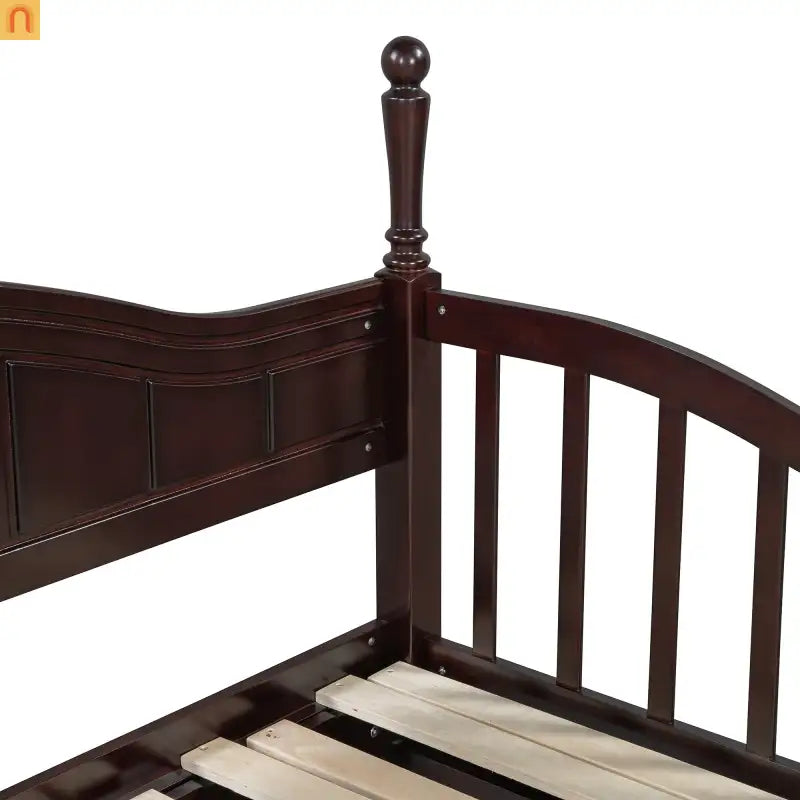 Bed Frame Daybed Wood Espresso Twin Roll-Out Trundle Drawers 250 lb