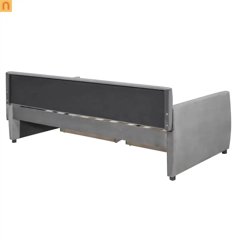 Bed Frame Daybed Velvet Gray Twin Storage Drawers Wood Slats 79in