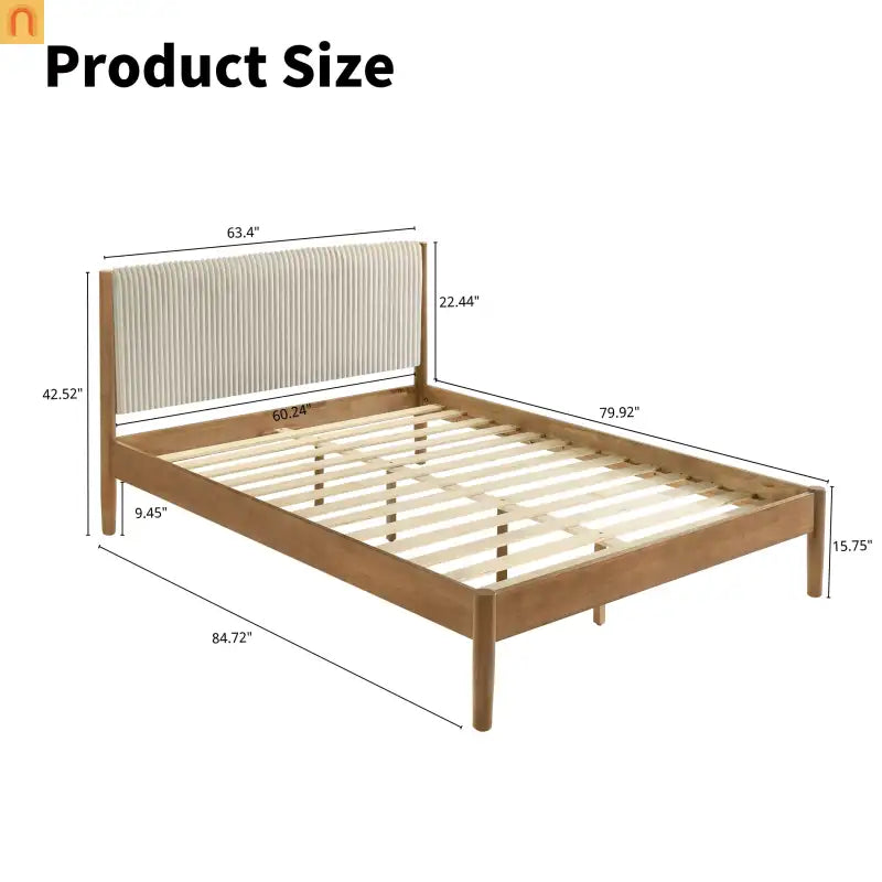 Bedroom Set Queen Walnut Corduroy Headboard Dresser Nightstand 5pc