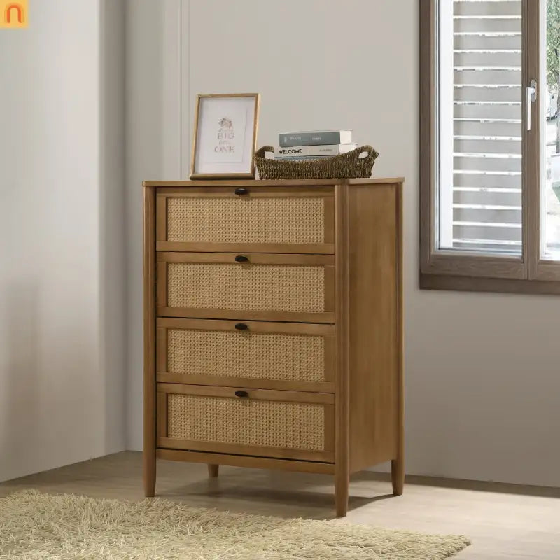 Bedroom Set Queen Walnut Corduroy Headboard Dresser Nightstand 5pc