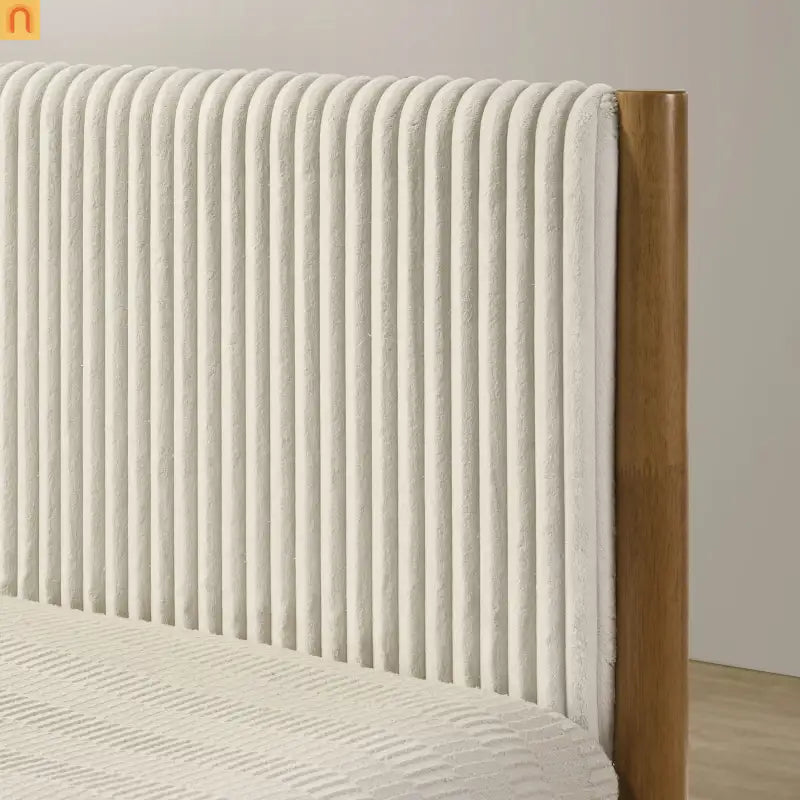 Bedroom Set Queen Walnut Corduroy Headboard Dresser Nightstand 5pc