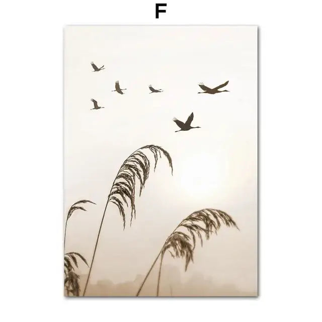 Beige Flower Grass Canvas Art