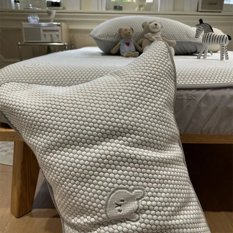Beige honeycomb bear decorbites cooling ice bean sheet set bedroom