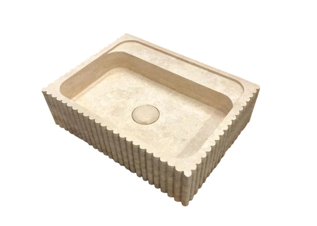 Beige Travertine Rectangular Wall Mount Bathroom Sink 20 x 24