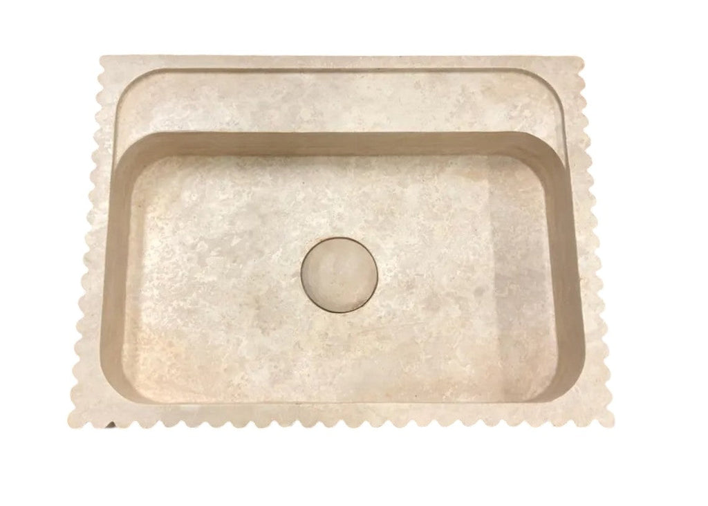 Beige Travertine Rectangular Wall Mount Bathroom Sink 20 x 24