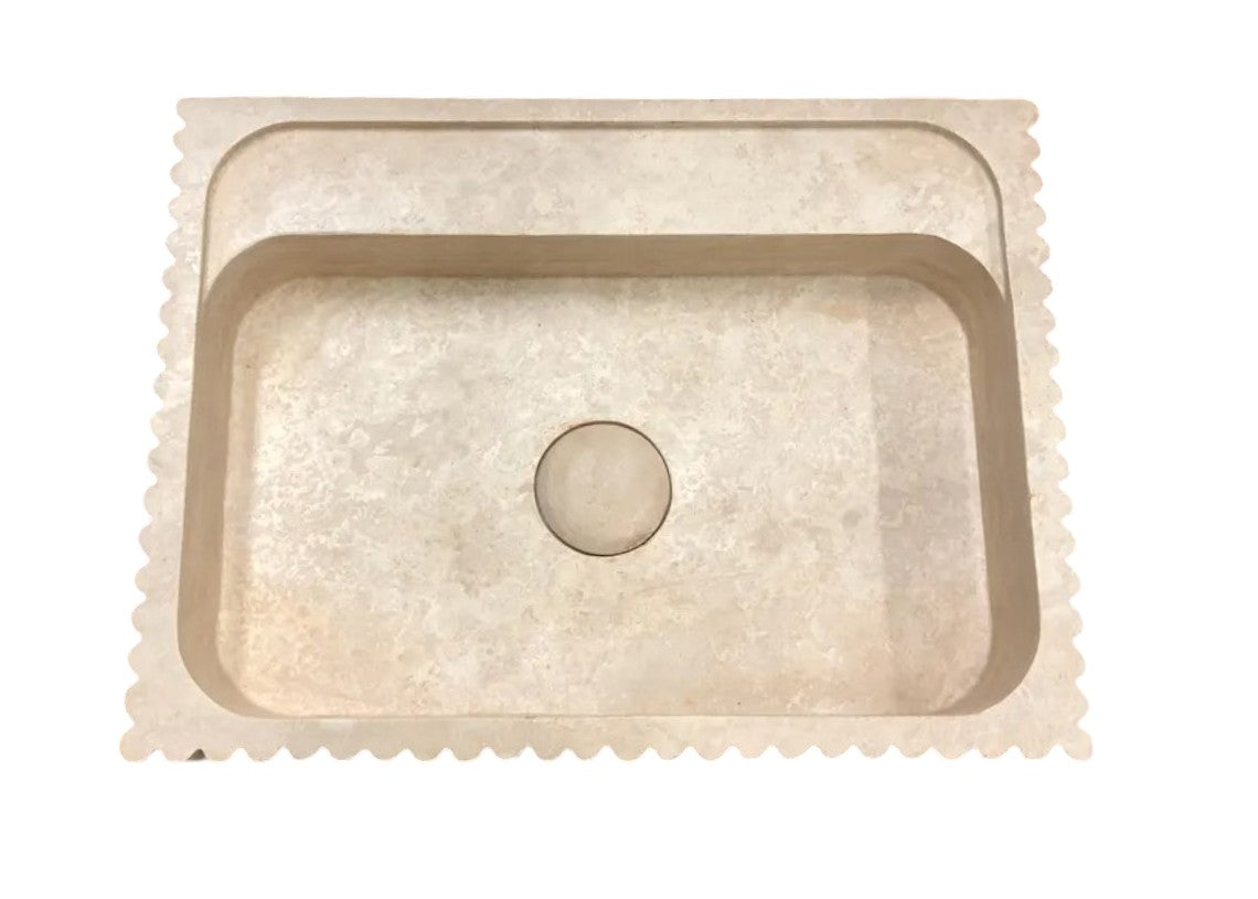 Beige Travertine Rectangular Wall Mount Bathroom Sink 20 x 24
