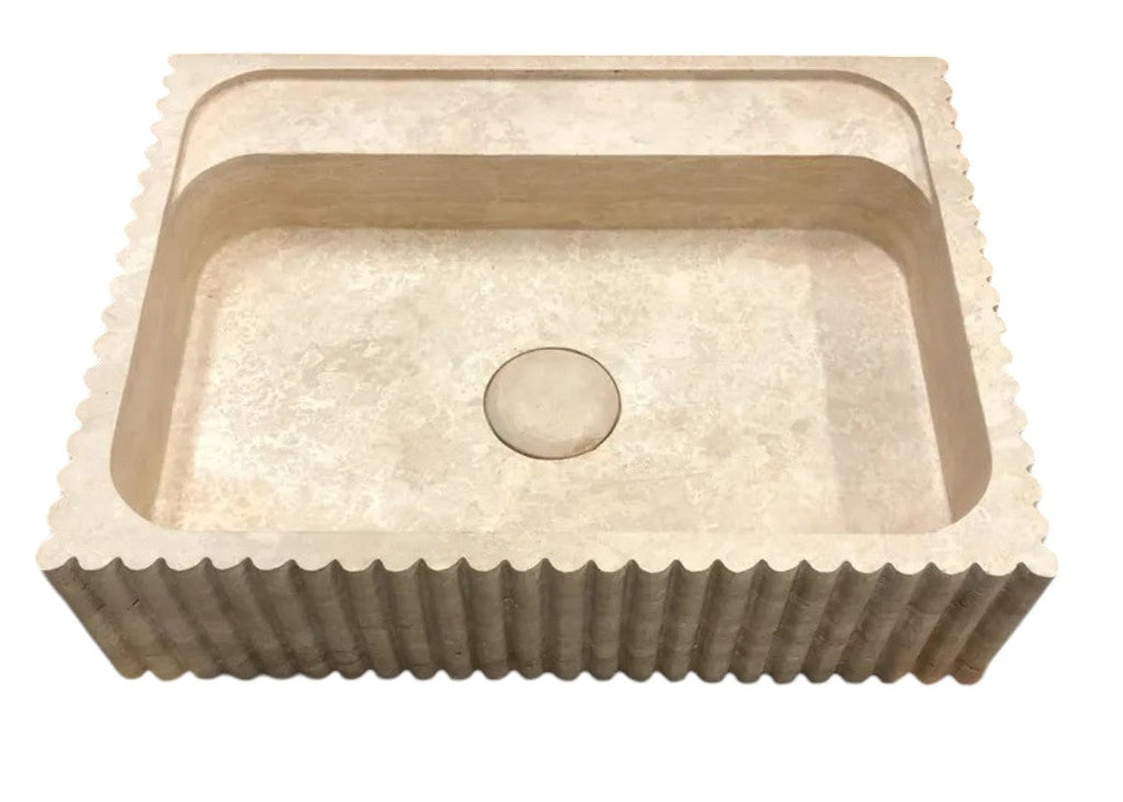 Beige Travertine Rectangular Wall Mount Bathroom Sink 20 x 24