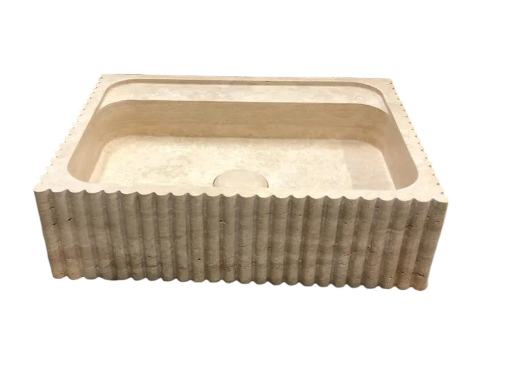 Beige Travertine Rectangular Wall Mount Bathroom Sink 20 x 24