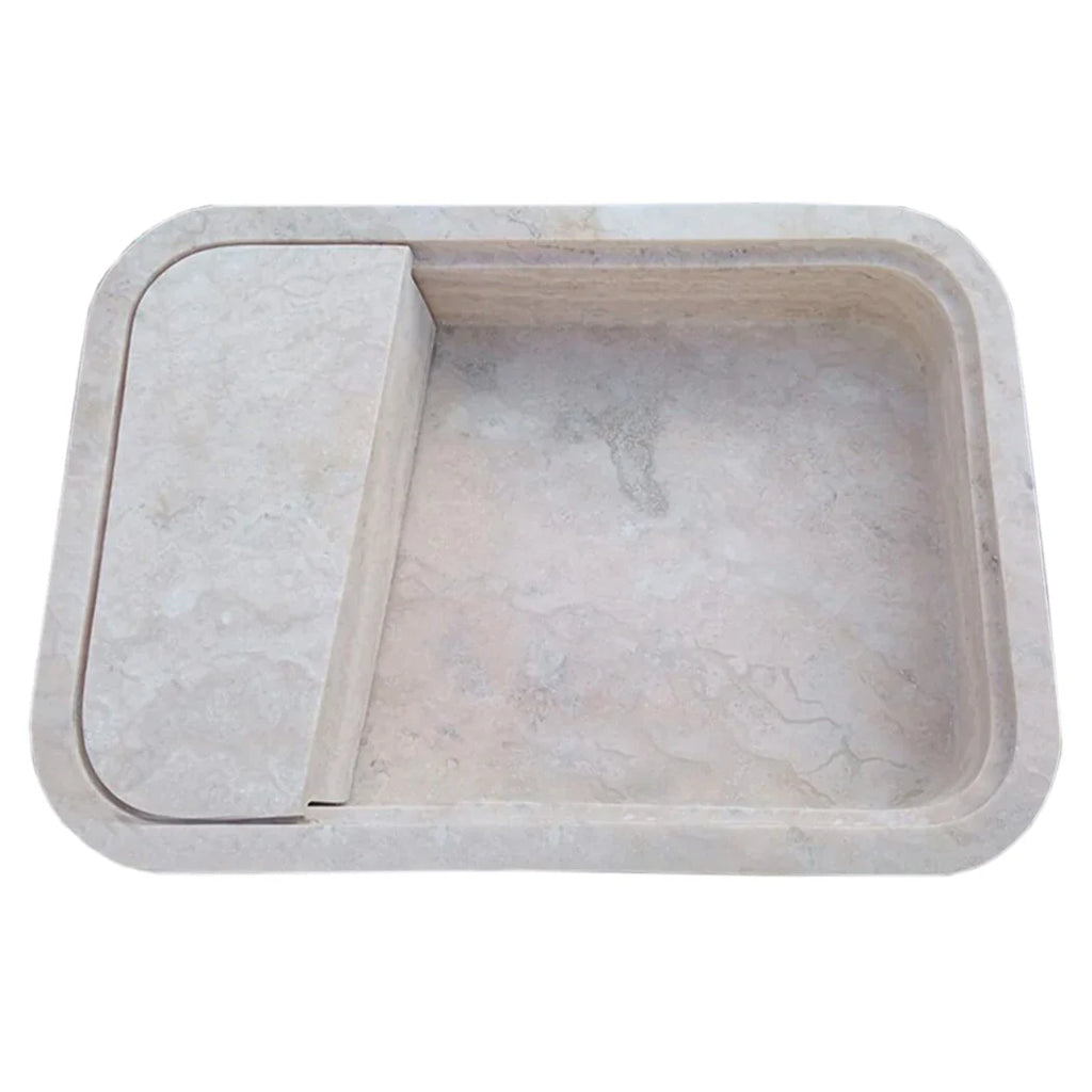 Beige Travertine Wall-Mount Bathroom Sink Hidden Drain 16x24