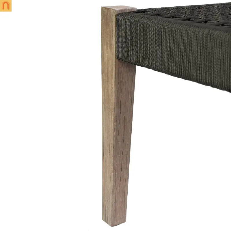 Outdoor Bench Eucalyptus Wood Charcoal Rope 71in Modern
