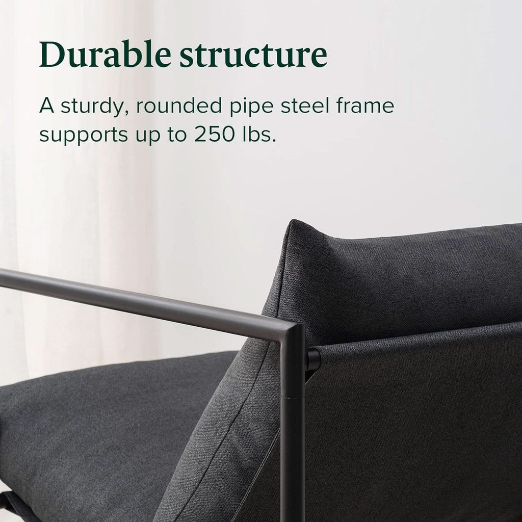 Aidan Sling Chair Dark Grey Metal Frame Shredded Foam