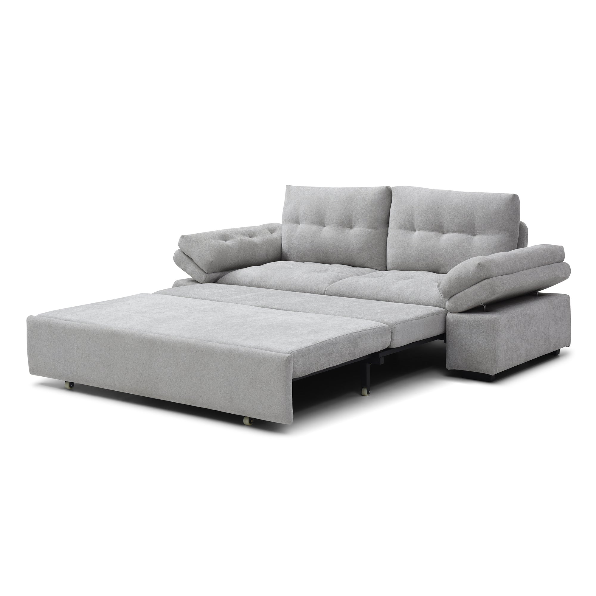 Sofa Bed 3-in-1 Linen Gray Pull-Out Chaise Recliner Armchair 164 LB