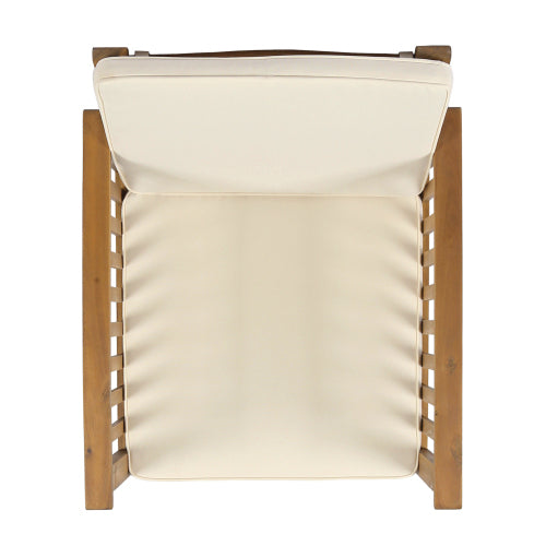 Outdoor Conversation Set Acacia Wood Cream Cushion 3 Piece Foldable