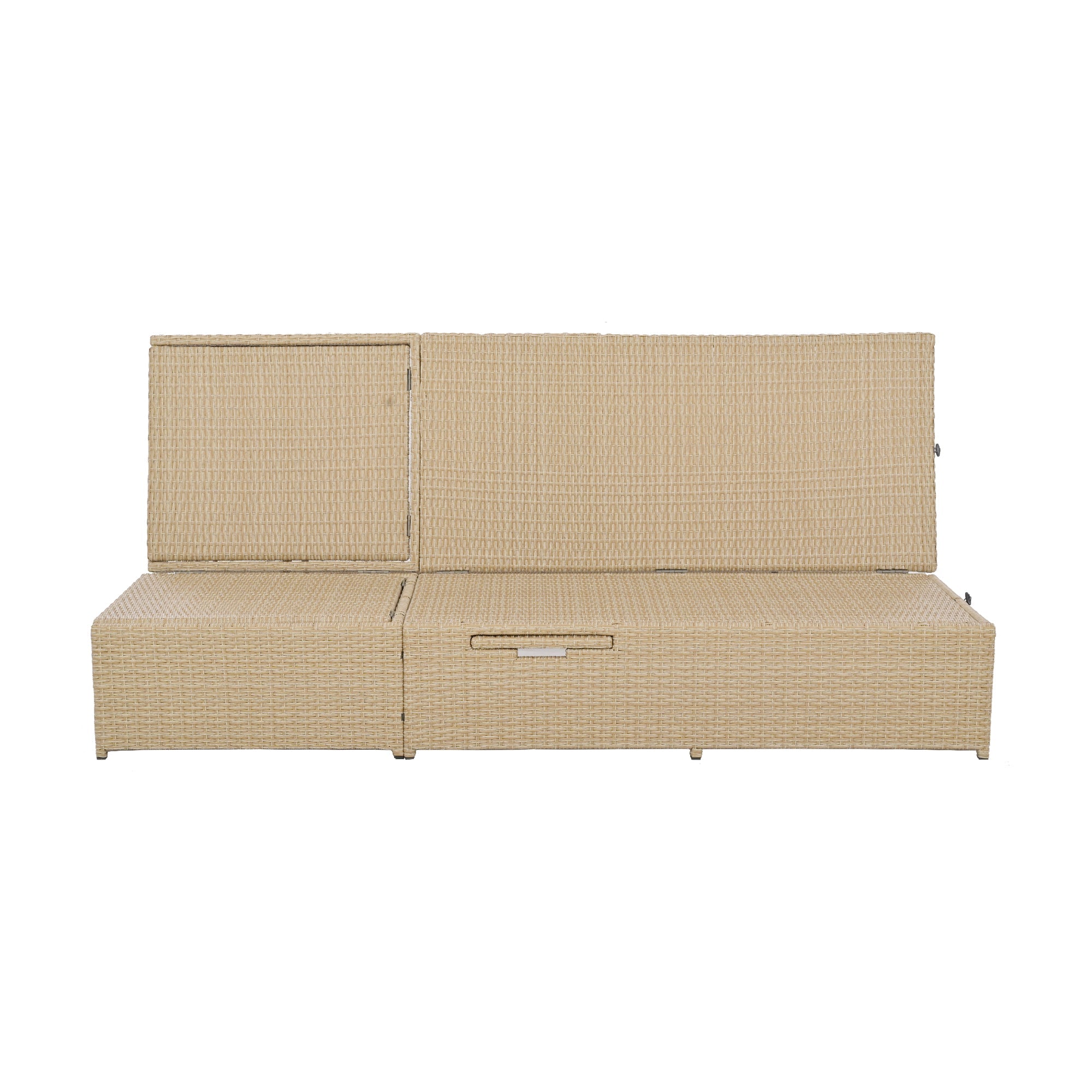 Outdoor Double Sunbed, Wicker Rattan Patio Reclining Chairs with Adjustable