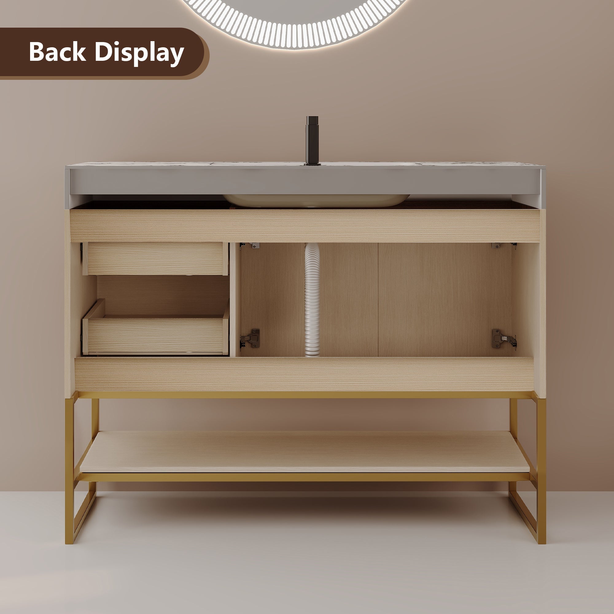 36' Modern Free-Standing Bathroom Vanity with Seamless Ceramic Sink & Sintere...