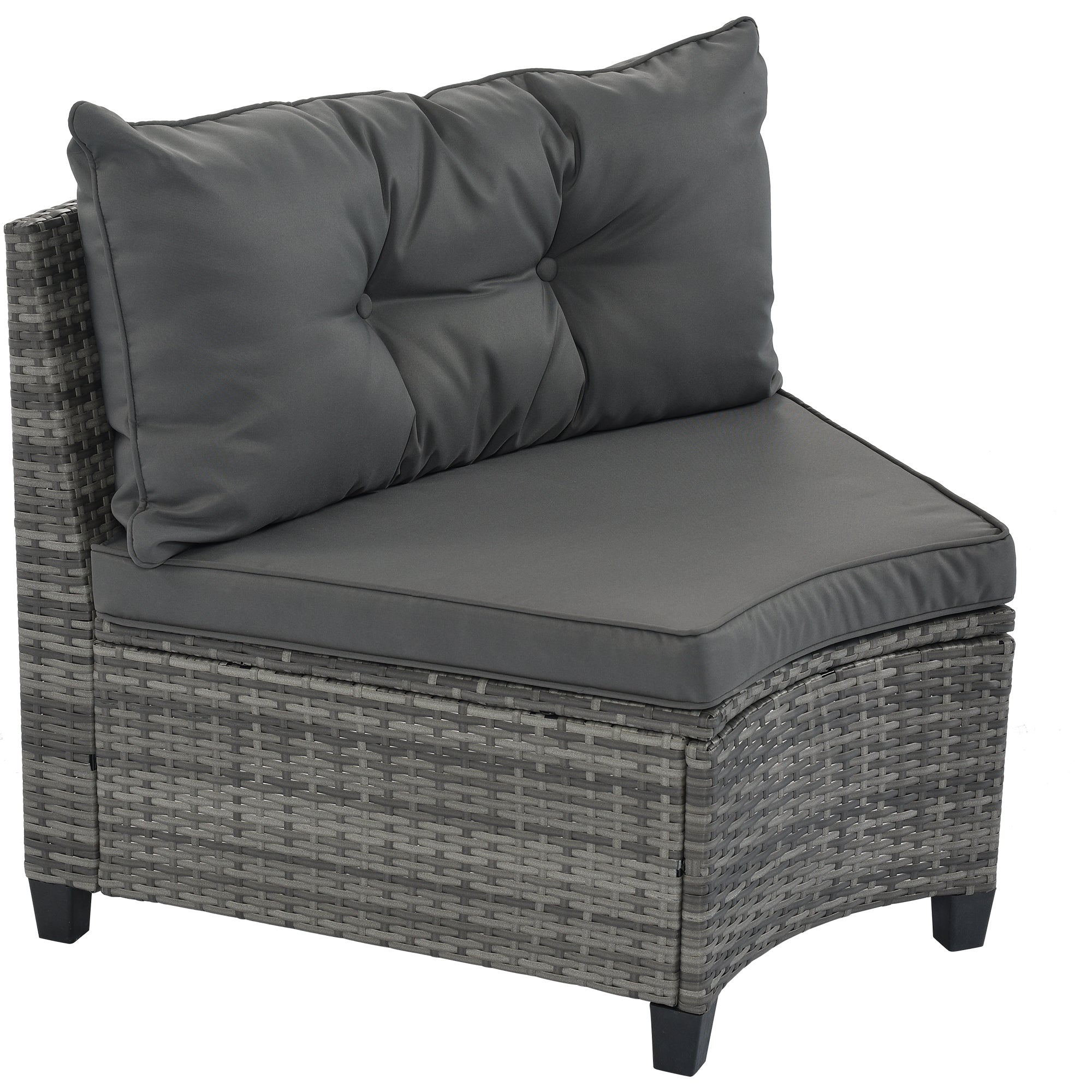 Outdoor Sectional Set PE Wicker Steel Gray Half Moon 8 Piece 250 LB