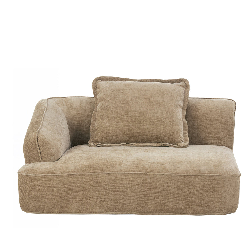 Sectional Sofa L-Shape Deep Seat Polyester Off-White 4 Seat 122 In