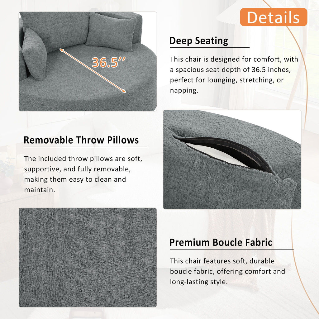 360° Swivel Accent Barrel Chair With 3 Removable Pillows For Living Room
