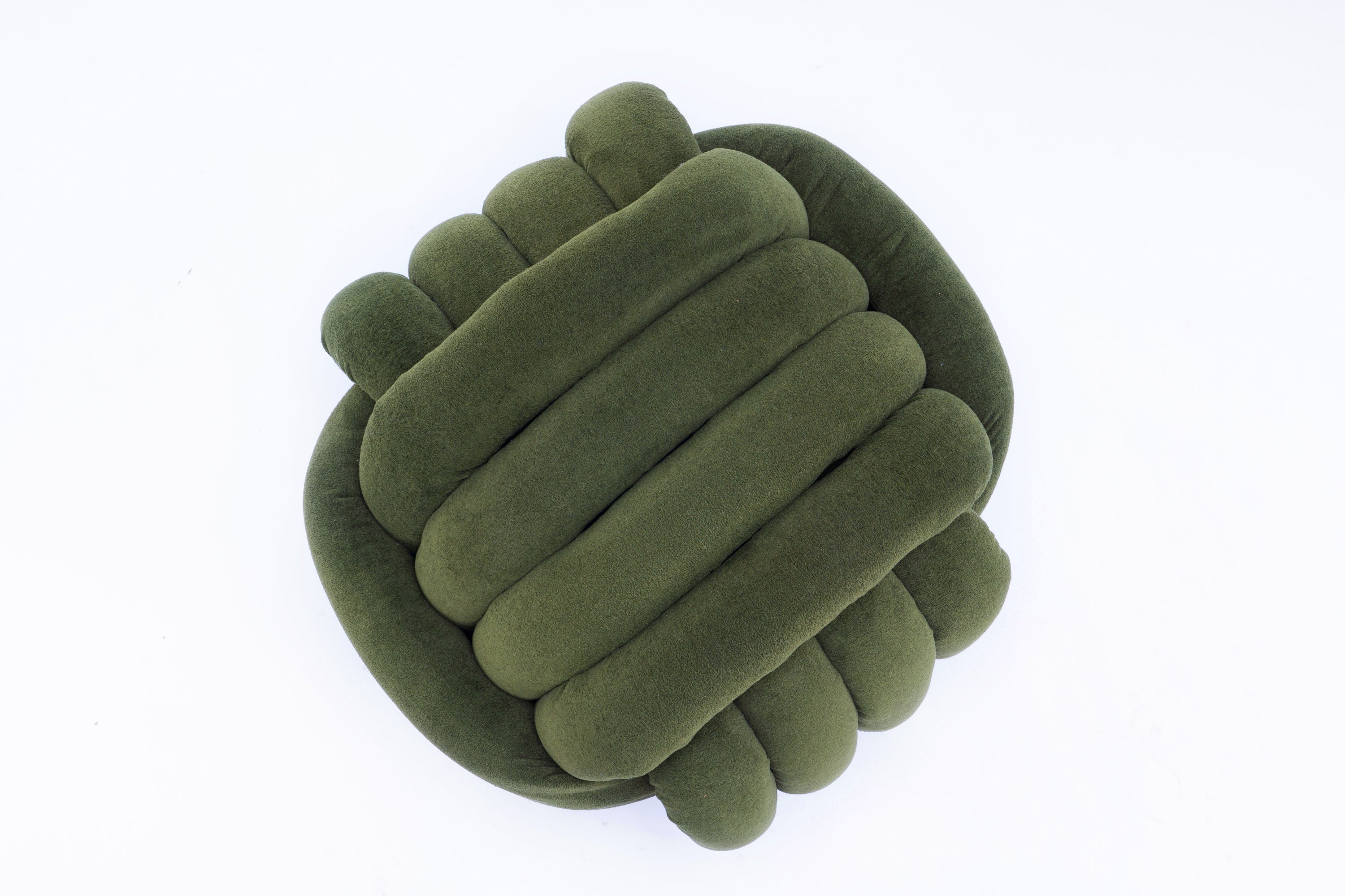 Chenille Knot Design Ottoman Makeup Stool Footstool, Green