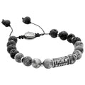 Black And Grey Beaded Adjustable Pull String Bracelet