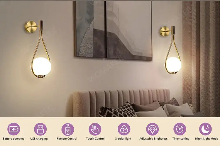Black Battery Wall Sconces Remote