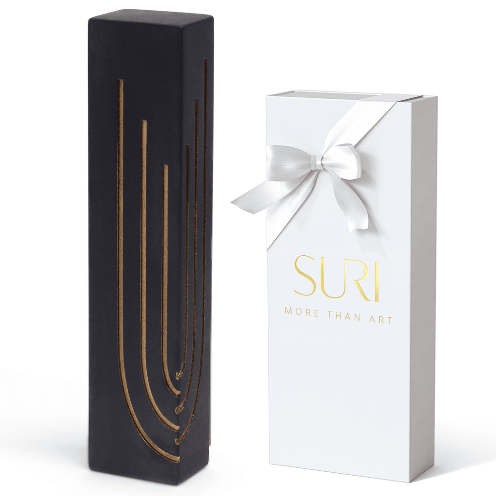 Luxury Concrete Mezuzah with Elegant Gold Engraving – Glam Series