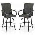 2 Pieces 360 Rotating Bar Stool Set with Armrests for Patio