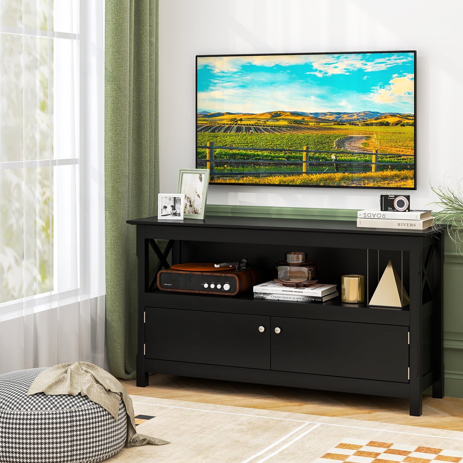 44 Inch Wooden Storage Cabinet TV Stand