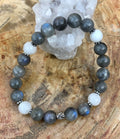 Blue Flash Labradorite Rainbow Moonstone Stretch Bracelet