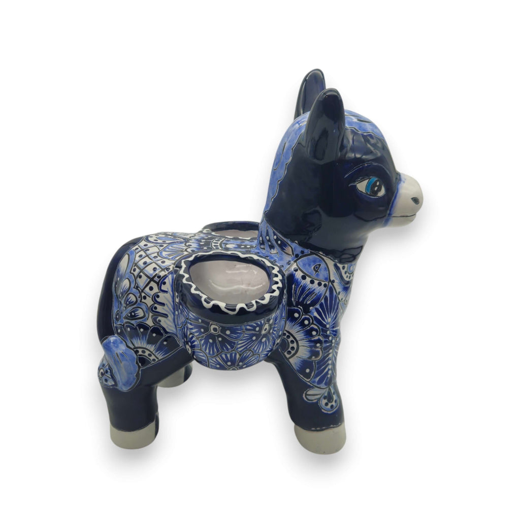 Blue Talavera Donkey Planter | Handmade Mexican Pottery