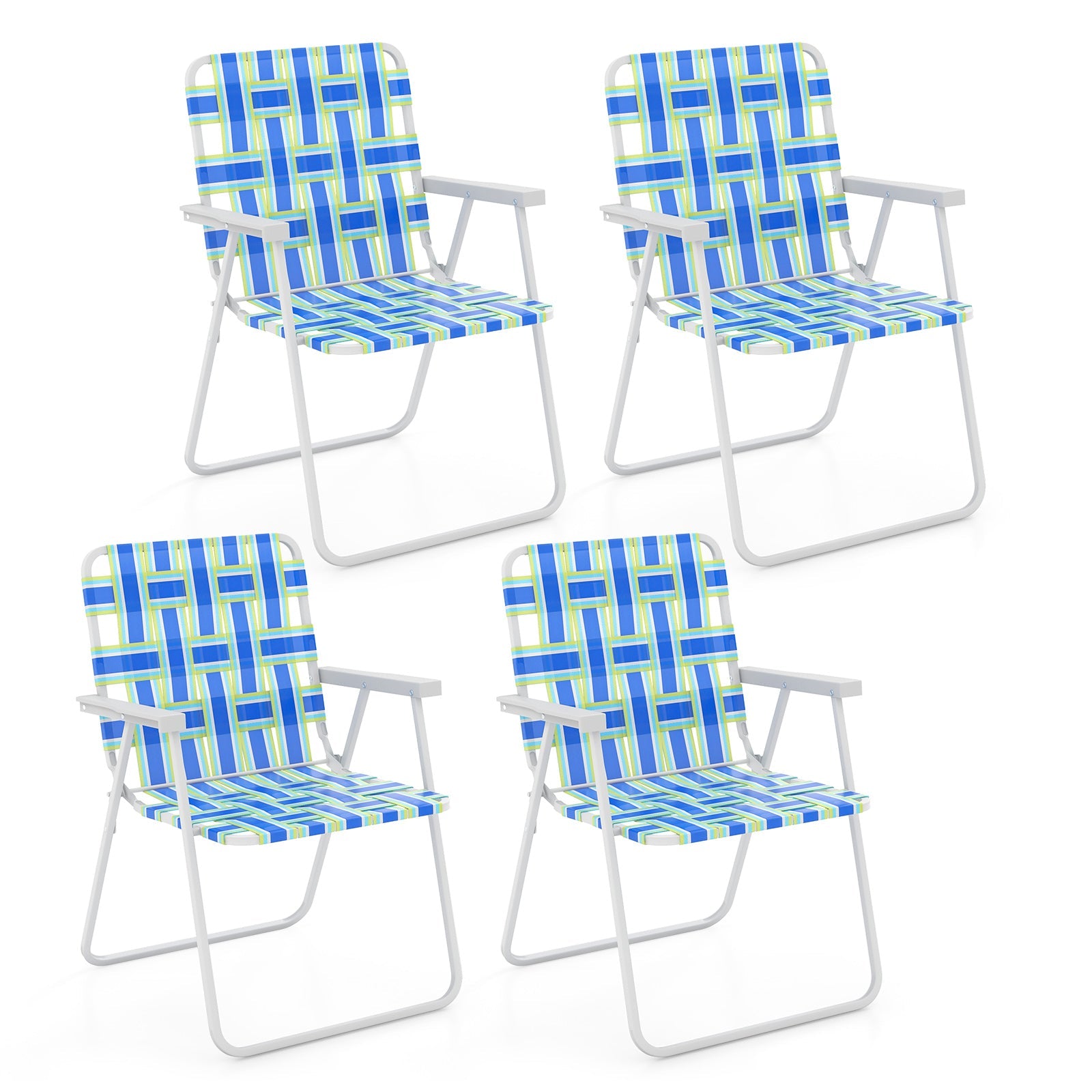 4 Pieces Folding Beach Chair Camping Lawn Webbing Chair