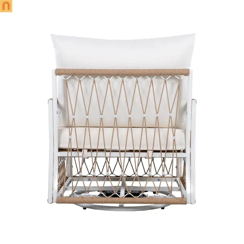 Outdoor Swivel Lounge Chair Rope Steel Beige Set of 2