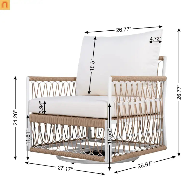 Outdoor Swivel Lounge Chair Rope Steel Beige Set of 2