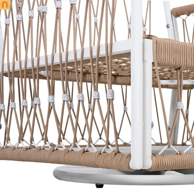 Outdoor Swivel Lounge Chair Rope Steel Beige Set of 2