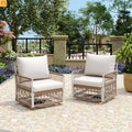 Outdoor Swivel Lounge Chair Rope Steel Beige Set of 2
