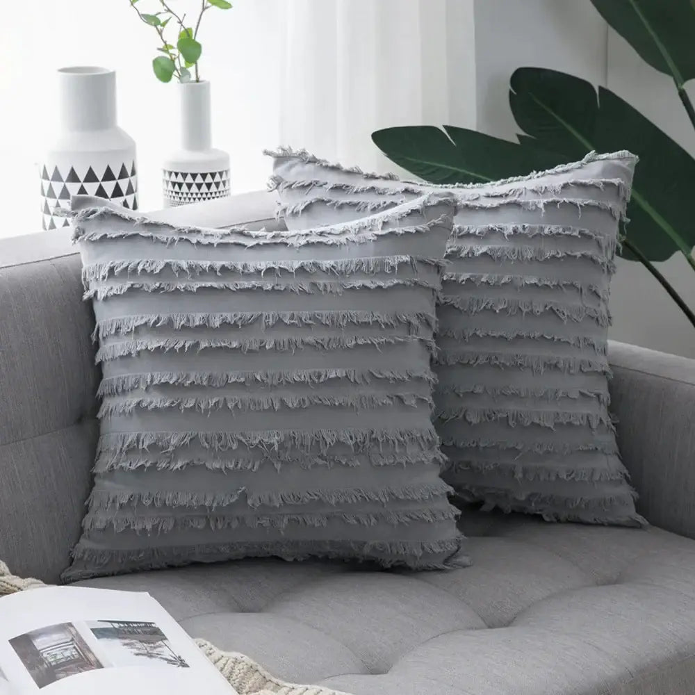 DecorBites™ Boho Chic Tassel Striped Pillow Covers for Home Decor
